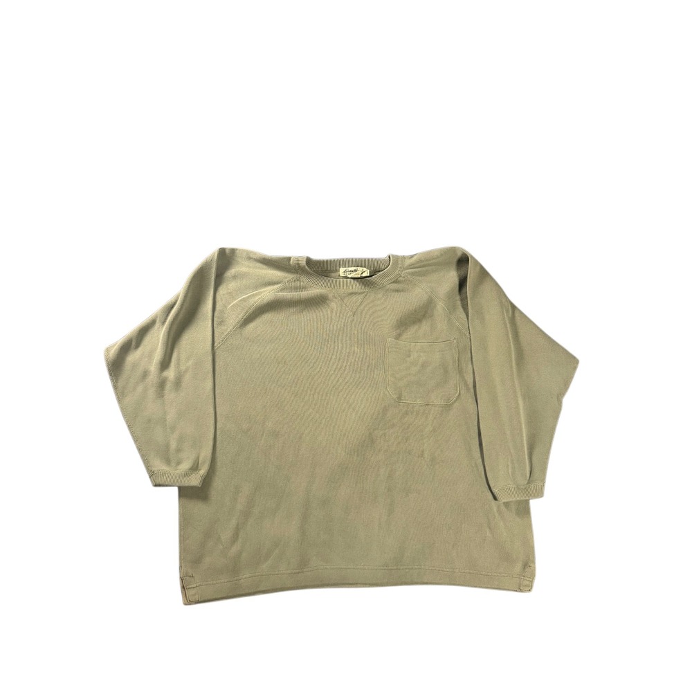 Vintage Eddie Bauer Crewneck Sweater Olive Green Raglan Pocket Mens XL 966